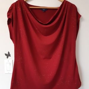 Red top with red spackles